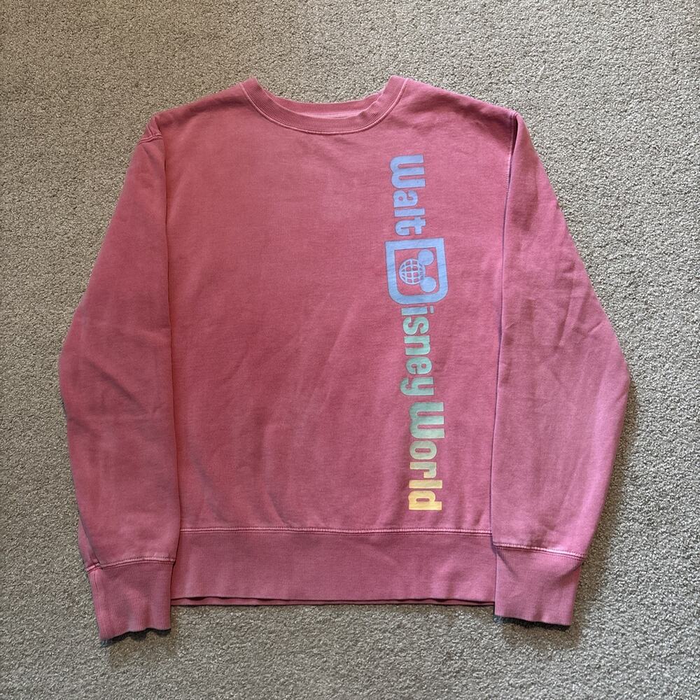 2020 Walt Disney World Logo Pink Crew Neck Sweatshirt Women’s Size S Parks
